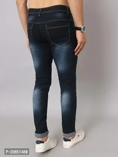 Stylish Blue Faded Mid-Rise Jeans For Men-thumb2