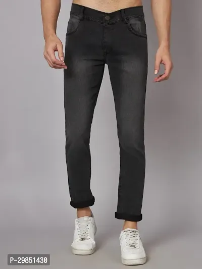 Stylish Black Faded Mid-Rise Jeans For Men-thumb0