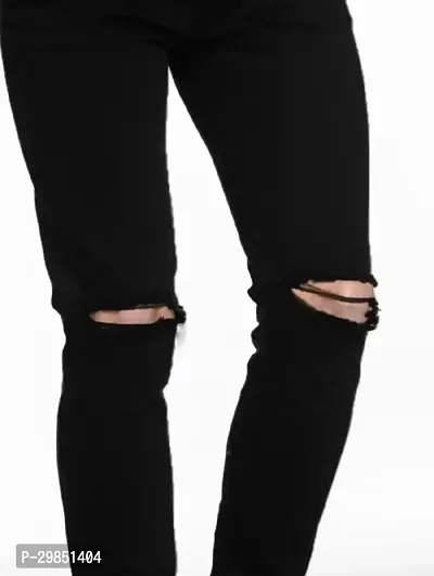 Stylish Black Distress Mid-Rise Jeans For Men-thumb3