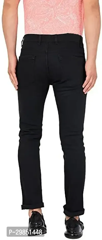 Stylish Black Solid Mid-Rise Jeans For Men-thumb3