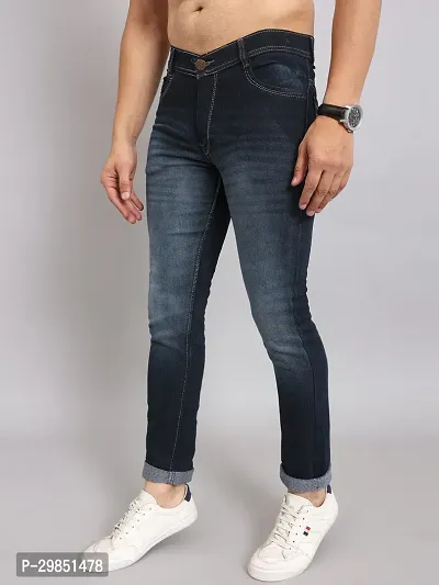 Stylish Blue Faded Mid-Rise Jeans For Men-thumb3