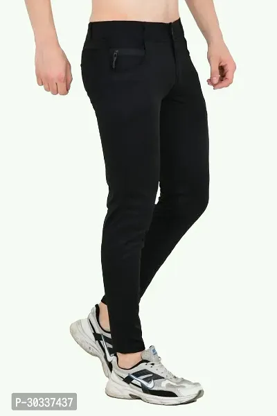 Jeanberry  Comfortable Black Polyester Spandex Regular Track Pants For Men-thumb0