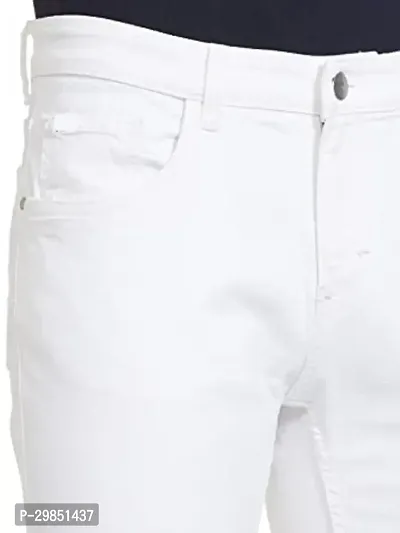 Stylish White Solid Mid-Rise Jeans For Men-thumb3