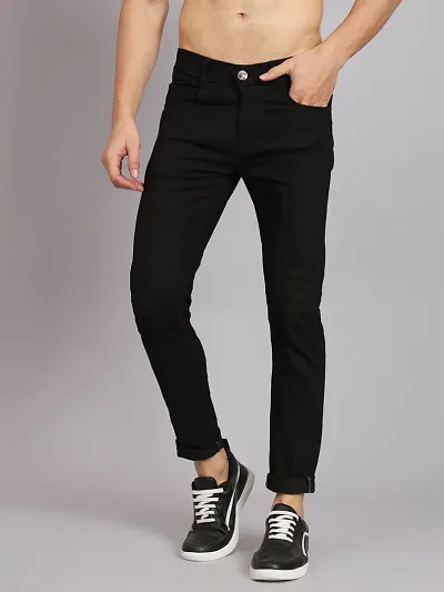 Stylish Blend Solid Mid-Rise Jeans For Men