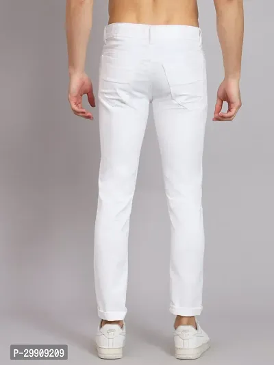 Stylish White Cotton Blend Mid-Rise Jeans For Men-thumb2