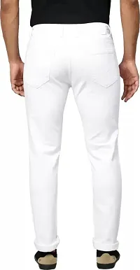 Stylish White Cotton Blend Mid-Rise Jeans For Men-thumb1