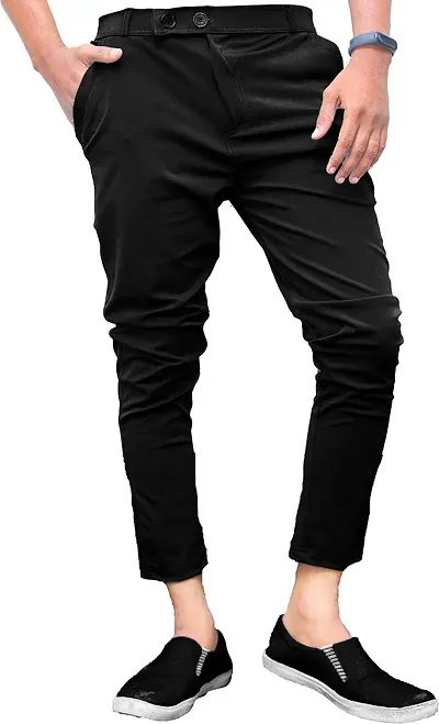 Mevan Stylish Lycra Blend Solid Regular Fit Trouser For Men