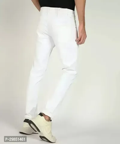 Stylish White Solid Mid-Rise Jeans For Men-thumb2