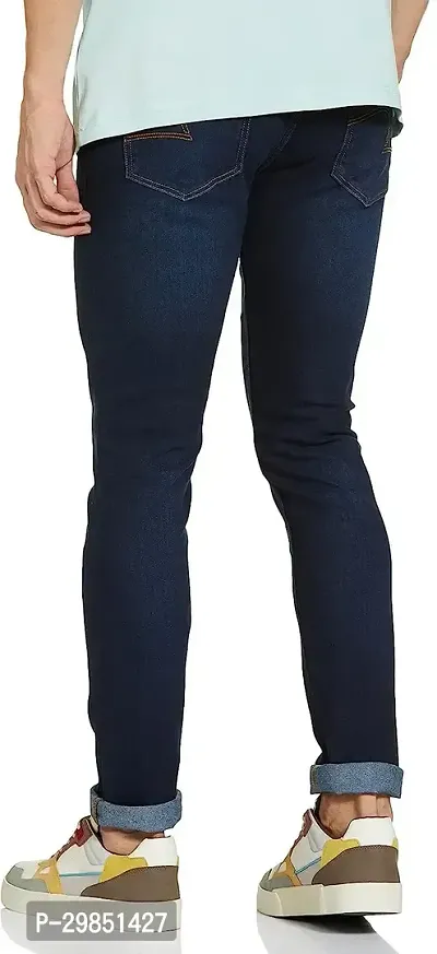 Stylish Blue Faded Mid-Rise Jeans For Men-thumb2