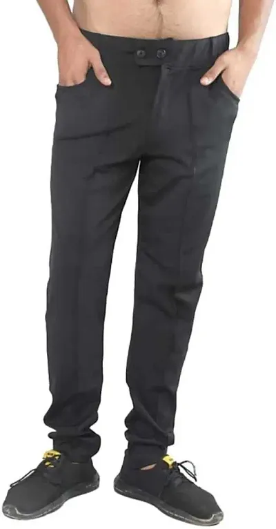 Mevan Stylish Lycra Blend Solid Regular Fit Trouser For Men