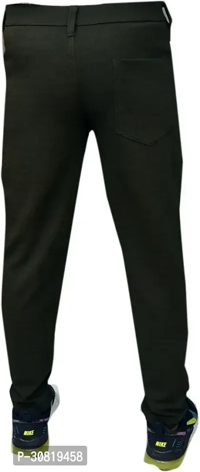 JeanBerry Stylish Black Cotton Blend Solid Regular Fit Trouser For Men-thumb2