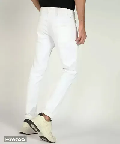 Stylish White Cotton Blend Mid-Rise Jeans For Men-thumb2