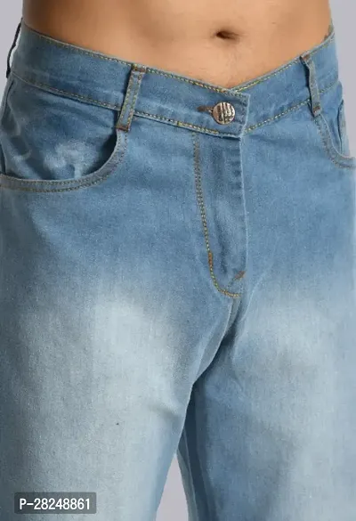 Stylish Cotton Blend Baggy Sky Blue Jeans For Men-thumb2