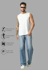 Stylish Cotton Blend Baggy Sky Blue Jeans For Men-thumb1