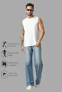 Stylish Cotton Blend Baggy Sky Blue Jeans For Men-thumb1