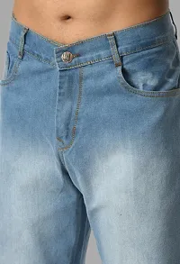 Stylish Cotton Blend Baggy Sky Blue Jeans For Men-thumb2