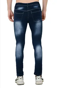 Stylish Cotton Blend Blue Knee Cut Jeans For Men-thumb2