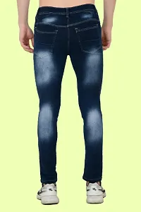 Stylish Cotton Blend Blue Knee Cut Jeans For Men-thumb2
