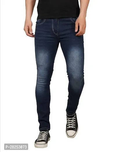 Stylish Cotton Blend Blue Jeans For Men-thumb0