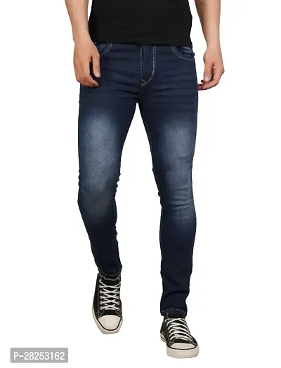 Stylish Cotton Blend Blue Jeans For Men-thumb0