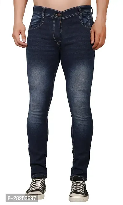 Stylish Cotton Blend Blue Jeans For Men-thumb0