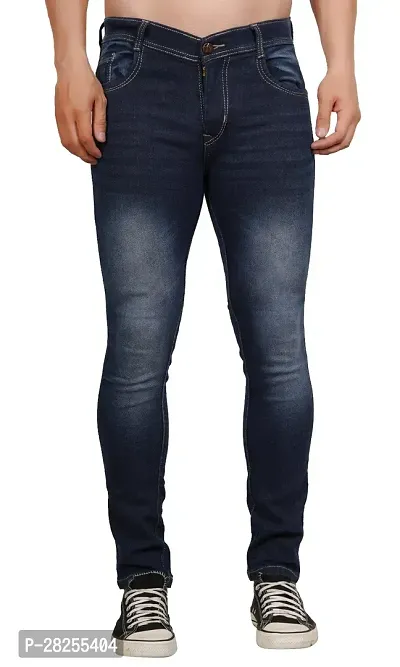 Stylish Cotton Blend Blue Jeans For Men-thumb0