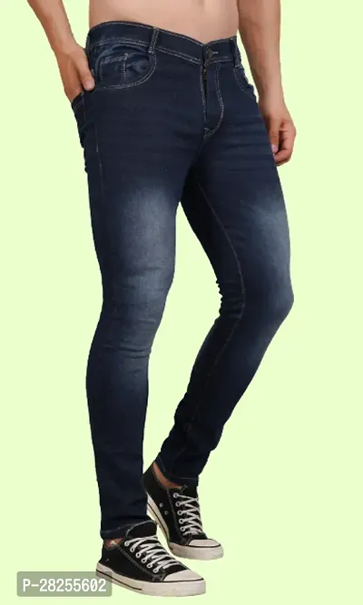 Stylish Cotton Blend Blue Jeans For Men-thumb3