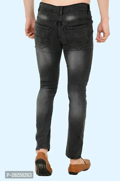 Stylish Cotton Blend Grey Jeans For Men-thumb2