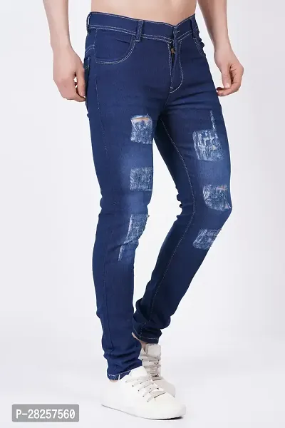 Stylish Cotton Blend Blue Jeans For Men-thumb0