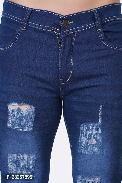 Stylish Cotton Blend Blue Jeans For Men-thumb3