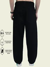 Stylish Cotton Blend Black Baggy Jeans For Men-thumb3