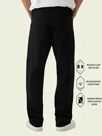 Stylish Cotton Blend Black Baggy Jeans For Men-thumb1