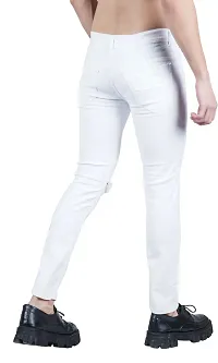 Stylish Cotton Blend White Knee Cut Jeans For Men-thumb1