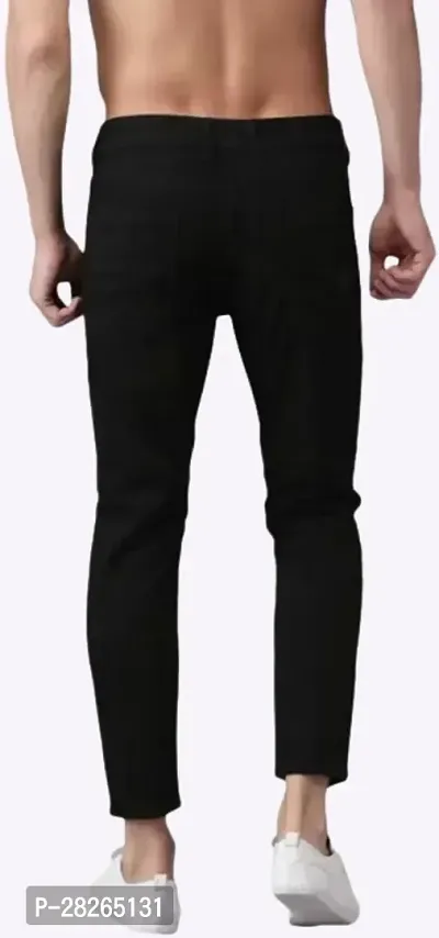 Stylish Black Cotton Blend Mid Rise Solid Jeans For Men-thumb3