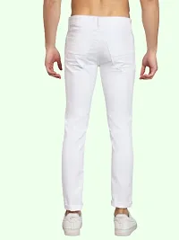 Stylish White Cotton Blend Mid Rise Solid Jeans For Men-thumb1