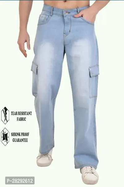 Stylish Blue Cotton Blend Relaxed Fit Jeans For Men