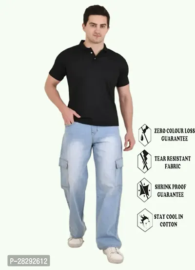 Stylish Blue Cotton Blend Relaxed Fit Jeans For Men-thumb3