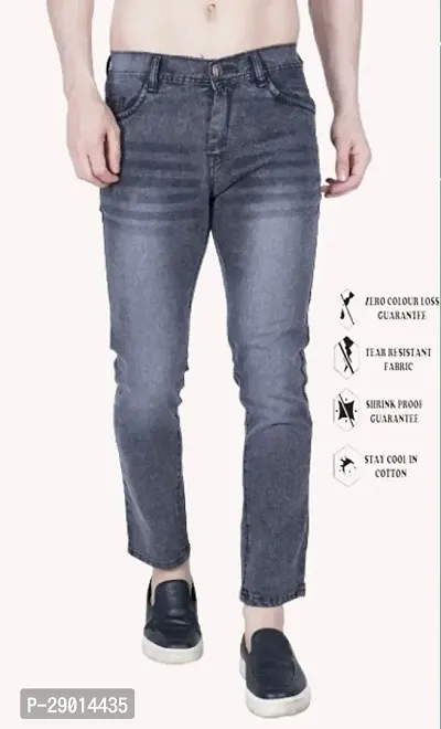 Fader Slim Fit Grey Plain Jeans-GP-thumb0