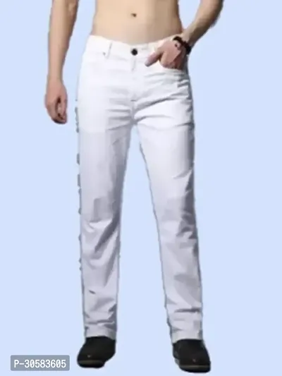 Flarex Loose Fit Denim White Plain Jeans-thumb0