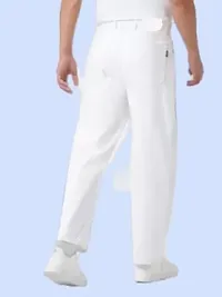 Flarex Jogger Fit Denim Baggy White Plain Jeans-thumb1