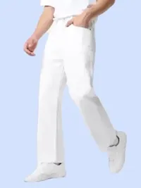 Flarex Jogger Fit Denim Baggy White Plain Jeans-thumb3