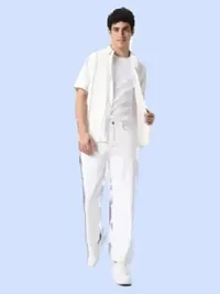 Flarex Jogger Fit Denim Baggy White Plain Jeans-thumb2