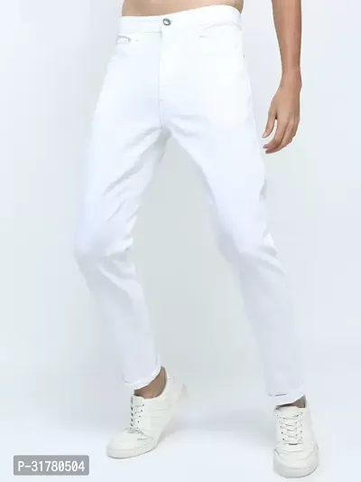 Fader Regular Fit Denim White Plain Jeans-thumb0