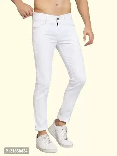 Fader Straight Fit Denim White Plain Jeans-thumb0