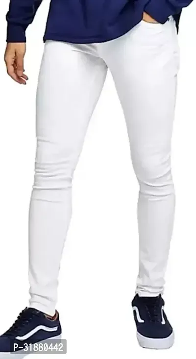 Fader Straight Fit Denim White Plain Jeans-thumb0