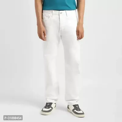 Fader Straight Fit Denim White Plain Jeans-thumb0