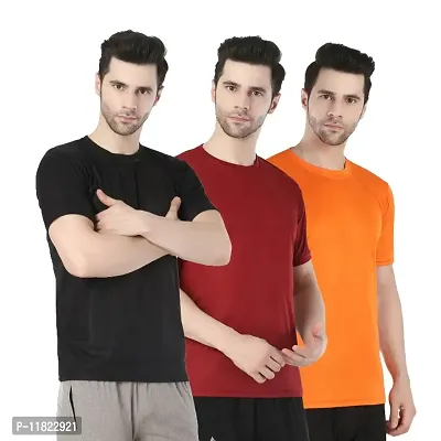 Trendy Fashionable Men Dri Fit Active Tshirts Combo of 3-thumb0