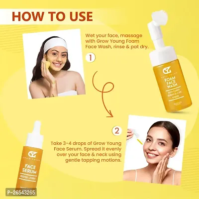 Grow Young Daily Care Combo: Enriched with Turmeric  Aloe Vera | Foaming Face Wash (100 ml)  Glowing Vitamin C Face Serum (30 ml) | For Clear, Bright, Youthful Skin-thumb3