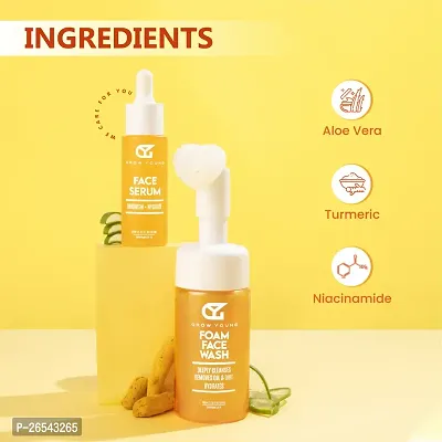 Grow Young Daily Care Combo: Enriched with Turmeric  Aloe Vera | Foaming Face Wash (100 ml)  Glowing Vitamin C Face Serum (30 ml) | For Clear, Bright, Youthful Skin-thumb4