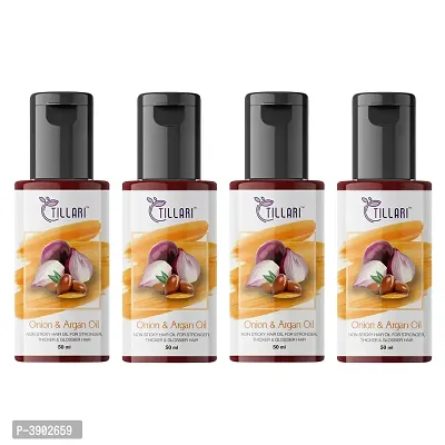 Tillari Onion Argan Non Sticky Hair Oil For Stronger Hair Growth Pack Of 4 (50 ml)